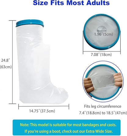 100% Waterproof Leg Cast Cover for Showering, Reusable Adult Short Leg Cast Protector, Cast Covers for Shower Leg, Cast Bag for Shower, Cast Cover for Showering Foot