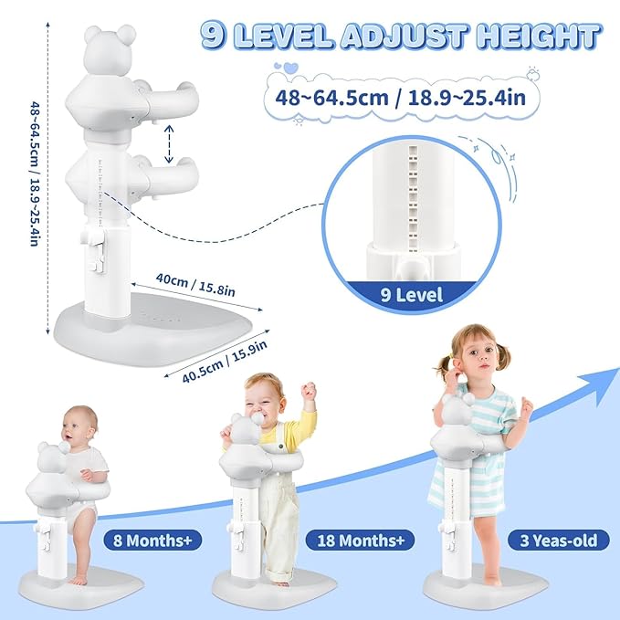 Baby Bath with Shower Stand Support|Anti-Pinch Soporte para Bañera de Bebé Adjustable Shower Tower and Anti-Slip for Toddler Standing Up Themselves,Ideal Gift for Infants 6-36 Months