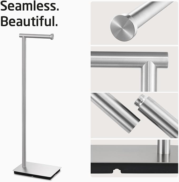 KES Freestanding Toilet Paper Holder Stand 26.2 Inch, Toilet Paper Roll Holder for Bathroom Floor SUS304 Stainless Steel Brushed Steel, BPH286S66A-2
