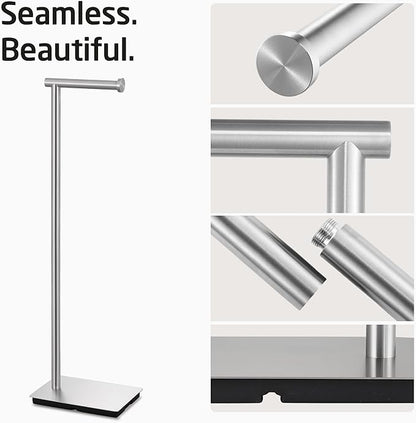 KES Freestanding Toilet Paper Holder Stand 26.2 Inch, Toilet Paper Roll Holder for Bathroom Floor SUS304 Stainless Steel Brushed Steel, BPH286S66A-2