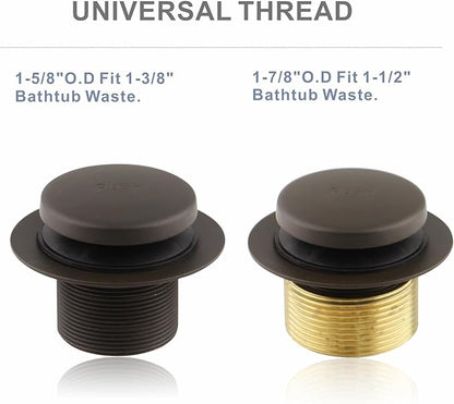 Bronze Tub Drain Tip-Toe Tub Trim Set Conversion Kit Assembly, Hidrop Bathtub Drain Replacement Trim Kit with 2-Hole Overflow Faceplate and Universal Fine/Coarse Thread, Oil Rubbed Bronze