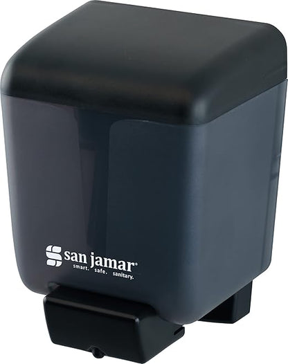 San Jamar Classic Plastic Manual Soap Dispenser, Hand Sanitizer Dispenser, Lotion Dispenser with Universal Compatibility for Home, Bathroom, Kitchen, Restooms, Restaurants, 30 Ounces, Black Pearl