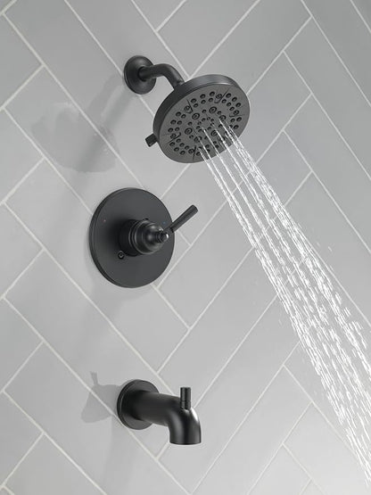Delta Faucet Saylor 14 Series Black Tub and Shower Faucet Combo, Bathtub and Trim System, Trim Kit, Bathtub Faucet Set, Tub Faucet, Matte Black T14435-BL (Valve Not Included)