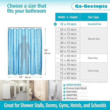 Ga-Geetopia EVA 3D Blue Pearl Water Cube Plastic Shower Curtain Liner - Premium Light Weight 72" x 72" Blue Bathroom Shower Showroom Curtain Liner with Rustproof Metal Gromments and Weighted Magnet
