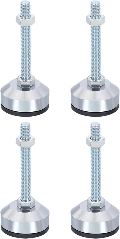 PATIKIL Furniture Leveling Feet 2" Dia Base M10 Thread, 4 Pcs Carbon Steel Adjustable Threaded Furniture Levelers Screw on Leg Levelers with Pads for Desk Chair Cabinet, Black