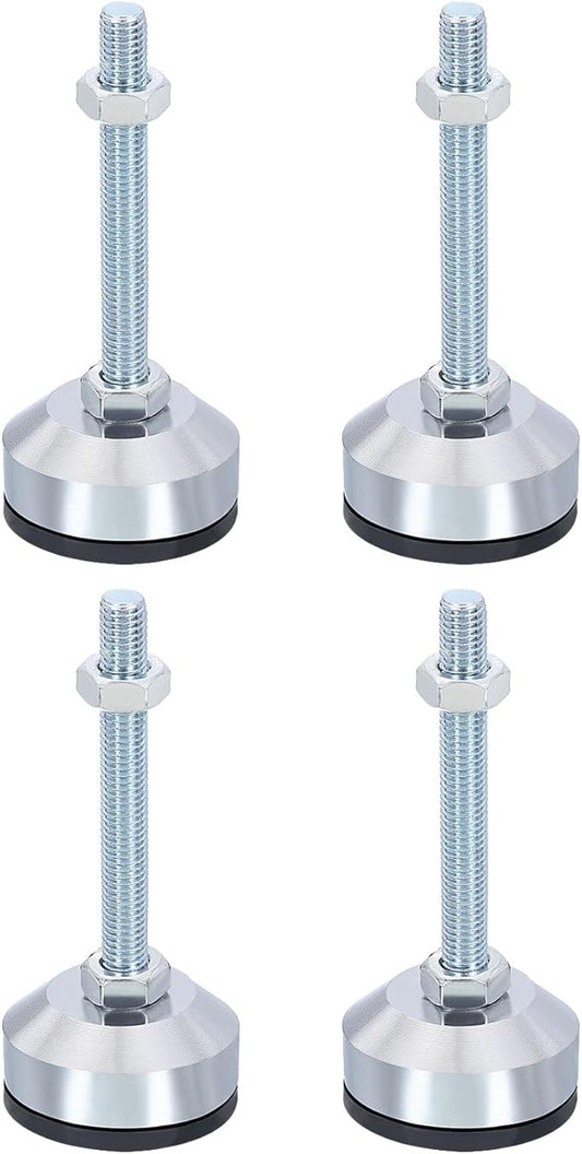 PATIKIL Furniture Leveling Feet 2" Dia Base M10 Thread, 4 Pcs Carbon Steel Adjustable Threaded Furniture Levelers Screw on Leg Levelers with Pads for Desk Chair Cabinet, Black
