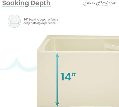 ﻿Voltaire 54" X 30" Left-Hand Drain Alcove Bathtub with Apron in Bisque