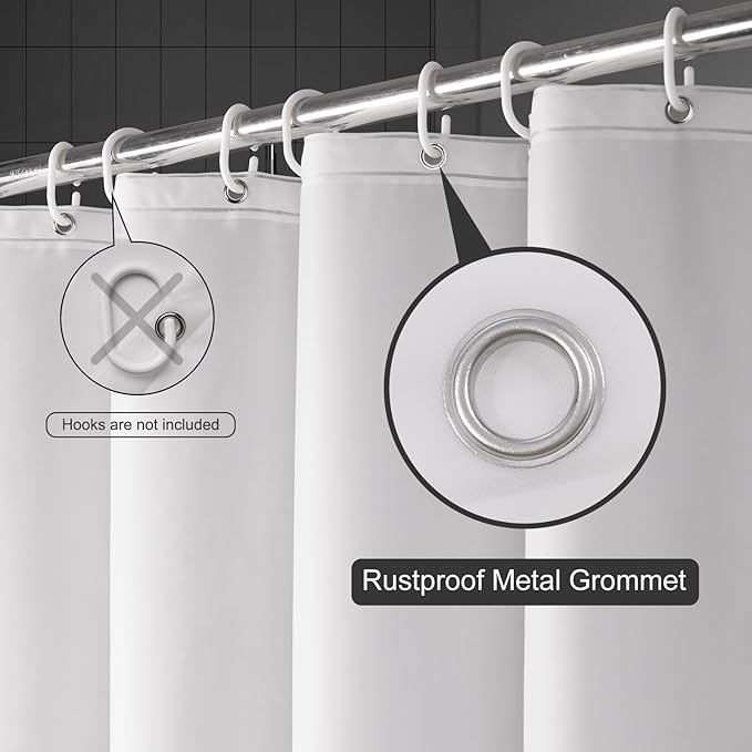 UFRIDAY Shower Stall Curtain 36x72 inches,Frosted Small Stall Shower Curtain Liner with 2 Magnets Plastic Waterproof Shower Curtain with Hooks