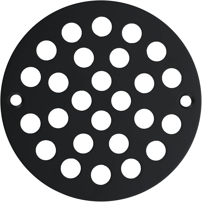 4 Inch Shower Drain Cover,Round Screw-in Floor Drain Cover,Easy-to-Install Replacement Cover Black