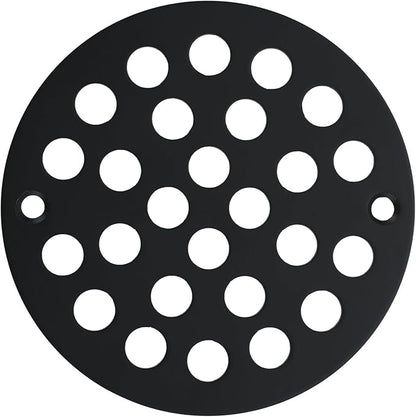 4 Inch Shower Drain Cover,Round Screw-in Floor Drain Cover,Easy-to-Install Replacement Cover Black