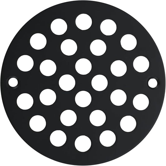 4 Inch Shower Drain Cover,Round Screw-in Floor Drain Cover,Easy-to-Install Replacement Cover Black