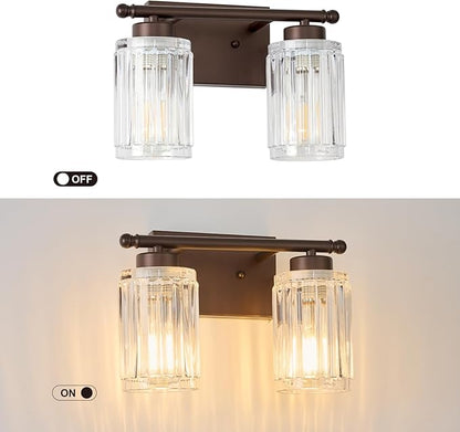 2 Light Bathroom Light Fixtures Modern ORB 12 Inch Vanity Lights for Bathroom Lighting Fixtures Over Mirror with Thickened Glass Shade for Cabinet Mirror Bedroom Hallway