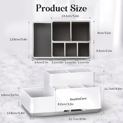 Toothbrush Holder with Anti-Slip, Bathroom Organizer Countertop Detachable for Easy Cleaning, Multifunctional Storage, Bathroom Caddy for Toothpaste, Shaver,Great for Home, Vanity Organizer, Office