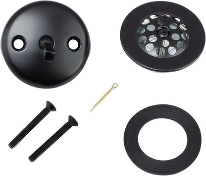 Artiwell Trip Lever Tub Trim Kit Set With Trip Lever Overflow Face Plate, Trip Lever Bathtub Drain with Strainer, Overflow and Matching Screws (MATT BLACK)