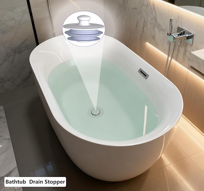 Bathtub Drain Stopper, Drain Plug, Silicone Stopper (Patented Design) (1, Large,Gray)