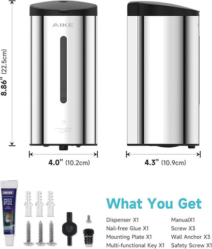 AIKE Wall Mount Automatic Foam Soap Dispenser 25 OZ Commercial Large Capacity Stainless Steel Model AK1205FA(Polished)