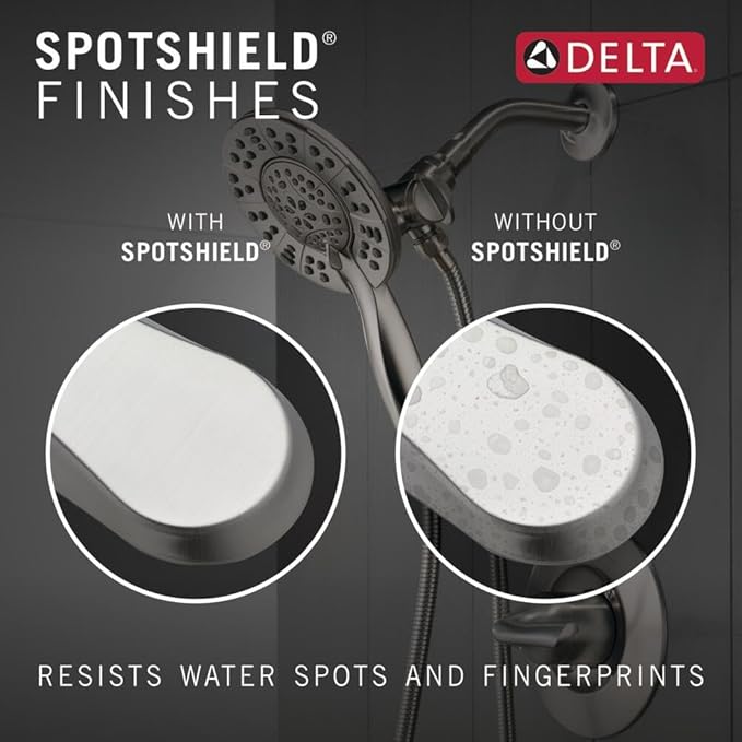 Delta Modern 14 Series Round Rain Shower Faucet Set, Brushed Nickel Shower Head and Handle Set, Valve Trim Kit, Spotshield Stainless T14269-SP-PP (Valve Not Included)