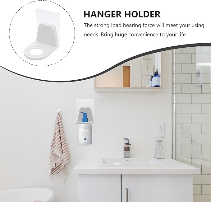 10Pcs Adhesive Hook Rack Multi-Purpose Storage Rack Wall-Mounted Shower Gel Bottle Holder White Hole-Free Bathroom Hook for Shower and Kitchen Use