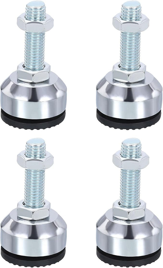 PATIKIL Furniture Leveling Feet 2.8" Dia Base M12 Thread, 4 Pcs Carbon Steel Adjustable Threaded Furniture Levelers Screw on Leg Leveler with Pads for Desk Chair Cabinet, Black