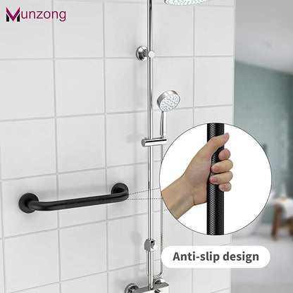 12 Inch Anti Slip Bathroom Grab Bar, 2 Pack Munzong Oil Rubbed Black Shower Grab Bar for Bathtubs, Knurled Handicap Balance Bar,Safety Hand Rail Support Elderly Senior