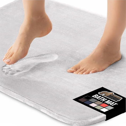 GORILLA GRIP Memory Foam Bath Rugs, Soft Absorbent Velvet Bathroom Mats, Durable Dots on Underside, Machine Washable Bathmat, Carpet Rug Room Decor for Shower Floor, 36x24 Mat, Light Gray
