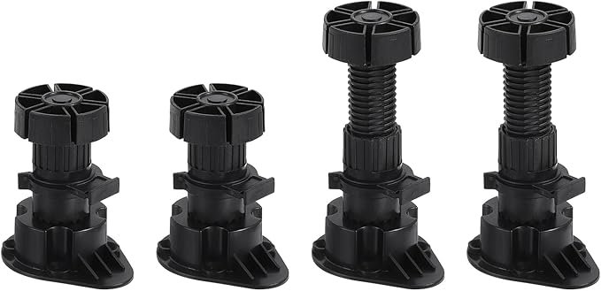 80x44mm(LxW) Adjustable Leveling Feet - 4Pack- Good for Furniture - Leveler Support Frame Replacement Legs - Black