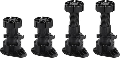 80x44mm(LxW) Adjustable Leveling Feet - 4Pack- Good for Furniture - Leveler Support Frame Replacement Legs - Black