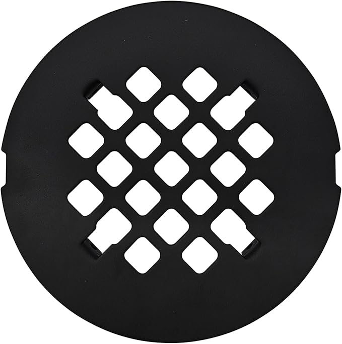 4 ¼” Matte Black Snap-in Shower Drain Cover - Premium Round Black Grate Replacement - 4.25" OD Strainer - Easy Install - Durable Solid Brass Construction