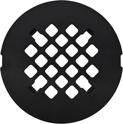4 ¼” Matte Black Snap-in Shower Drain Cover - Premium Round Black Grate Replacement - 4.25" OD Strainer - Easy Install - Durable Solid Brass Construction