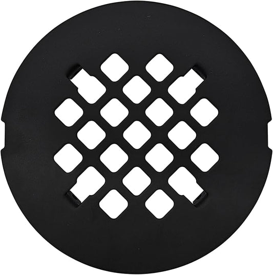 4 ¼” Matte Black Snap-in Shower Drain Cover - Premium Round Black Grate Replacement - 4.25" OD Strainer - Easy Install - Durable Solid Brass Construction