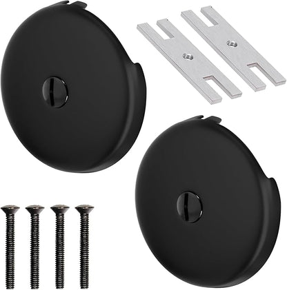Single Hole Bathtub Drain Cover 1/8", Universal Bathtub Overflow Drain Cover with One Matching Screw for Waste and Over Flow, Tub Overflow Cover Fits Most Standard Bath Tub Drains (2PCS) (Black)