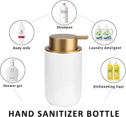 Soap Liquid Dispenser Ceramic with Easy-to-Press Pump Hand Liquid Dispenser (Can't Foam) for Shampoo Bathroom Countertop 13.5 oz