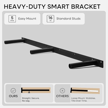 Homeforia Wood 48 inch Floating Shelf, High End Solid Natural Wood 48inch Floating Shelves for Wall Mounted, Unfinished Wooden Large Floating Shelves, Heavy Duty Bracket, 48 X 6.5 X 1.75 in, Set of 3