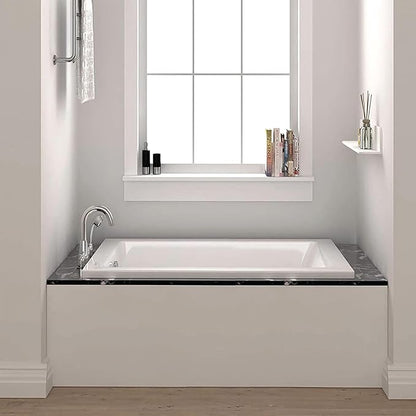 Fine Fixtures Drop In White Soaking Bathtub, Fiberglass Acrylic Material, 60"L x 32"W x 19"H