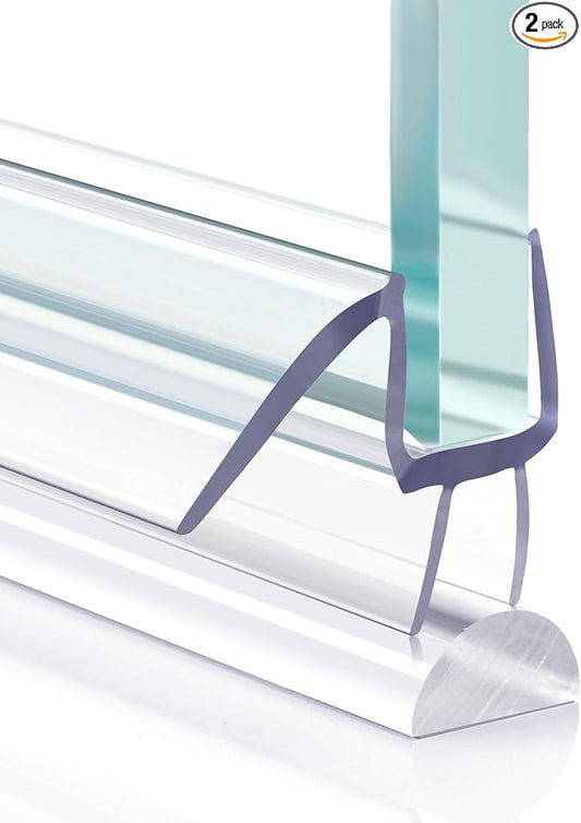 Shower Door Bottom Seal, 2 PCS 3/8" x 36" Shower Door Sweep for 3/8 Inch Glass, Frameless Glass Shower Door Seal Strip, Stop Shower Leaks and Create a Water Barrier