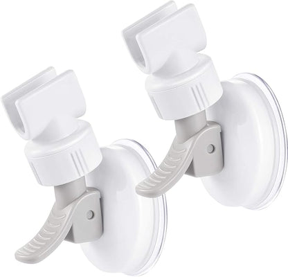 Zhehao Adjustable Shower Head Holder, Removable Suction Cup Shower Head Holder, No Drill Wall Mounted Suction Bracket with Chrome Polished for Marble Glass Metal Ceramic(2,Grey Wrench)