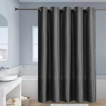 Furlinic No Hook Stall Shower Curtain 36x72 Inch,Polyester Fabric Small Narrow Shower Curtain Liner,Hotel Style Bathroom Curtains with Plastic Split Grommets,Machine Washable & Waterproof,Dark Grey