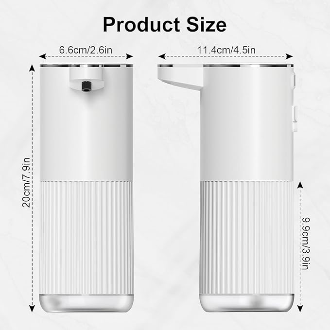 GuDoQi Automatic Touchless Liquid Soap Dispenser, 4-Level Adjustable Foam, USB Rechargeable Hand Soap Dispenser for Bathroom, Kitchen Countertops, 12.2oz/360mL, White