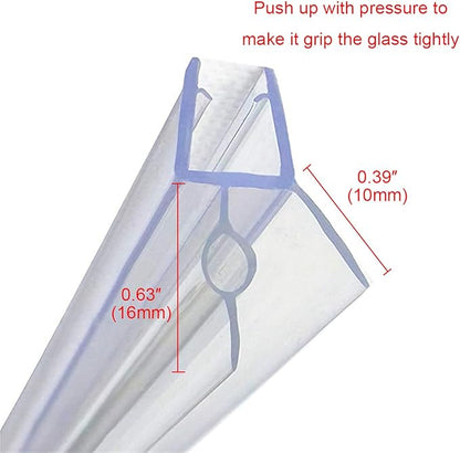 Frameless Shower Door Bottom Seal with Drip Rail for 5/16"(8mm) Glass, Length 27.5"/0.7m, Glass Door Sweep Stop Shower Leaking