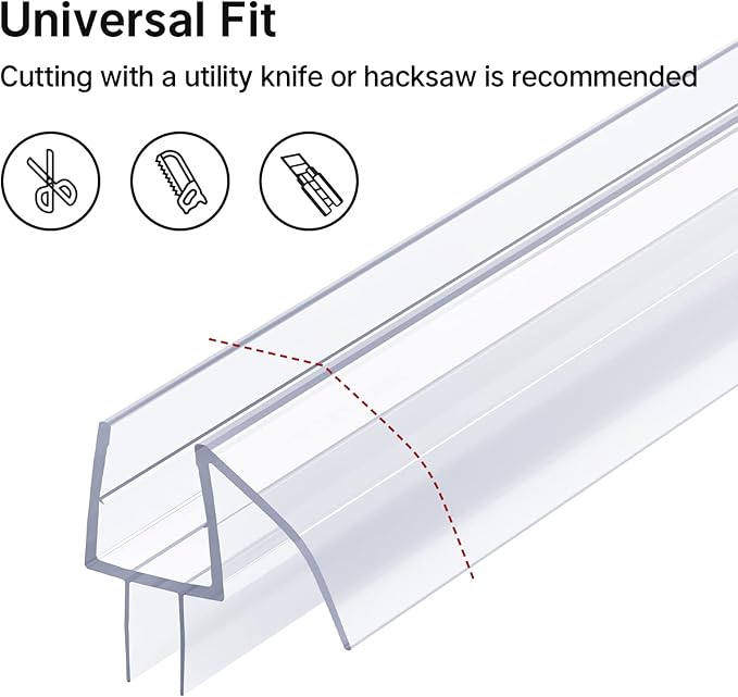 AmazerBath Frameless Shower Door Bottom Seal 39 inch (Set of 2) - Clear, Suitable for 3/8 Inch Glass, Modern Style