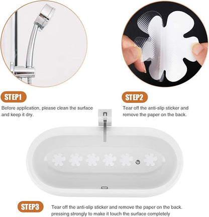 Non-Slip Bathtub Stickers Safety Bathroom Tubs Showers Treads Adhesive Decals Scraper (White Snowflake)