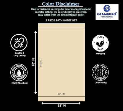GLAMBURG Premium Cotton Oversized 2 Pack Bath Sheet 35x70-100% Pure Cotton - Ideal for Everyday use - Ultra Soft & Highly Absorbent - Machine Washable - Black
