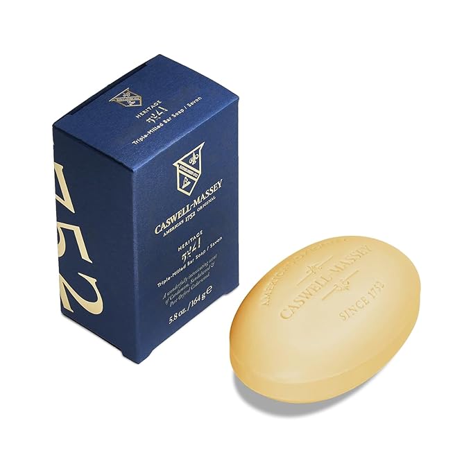 Caswell-Massey 2571 Natural Bar Soap for Men, Moisturizing Body Soap Bar for All Skin Types, Made with Essential Oils & Plant-Based Formula for Soft Skin, Made in USA, 5.8 oz