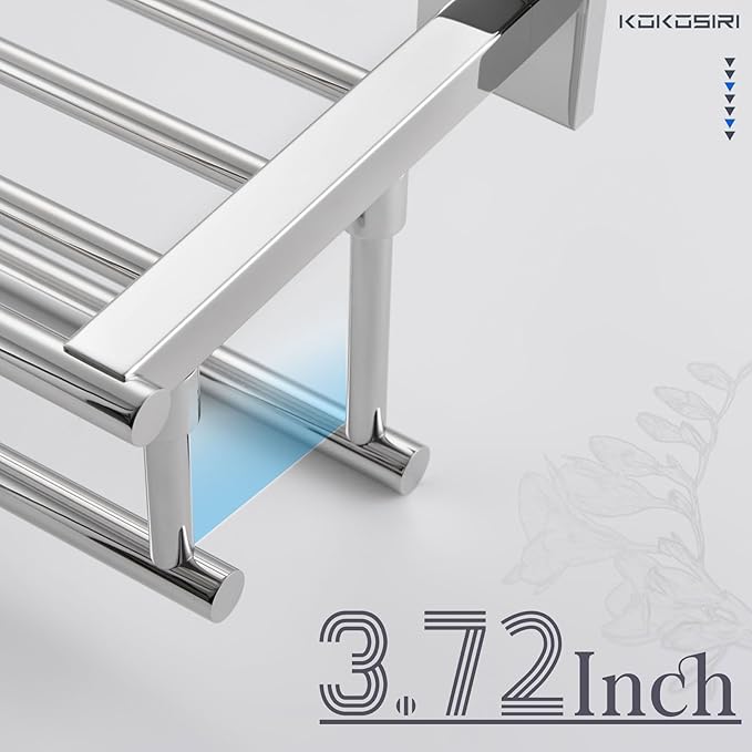 KOKOSIRI Bathroom Towel Rack Towel Holder 16 Inch Bath Towel Shelf with Double Towel Bars Wall Mounted, Polished Chrome Stainless Steel B6005CH-L16
