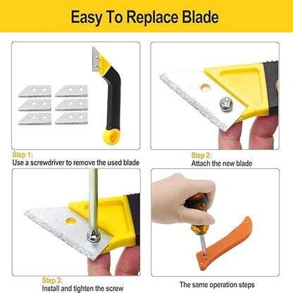 14pcs Grout Removal Tool Kit, 2 Tile Grout Saws with 6 Extra Blades, 2 Grout Hand Saw with 4 Extra Blades, Tile Joint Cleaning Tools, Ideal for Tile Gap Cleaning and Repair