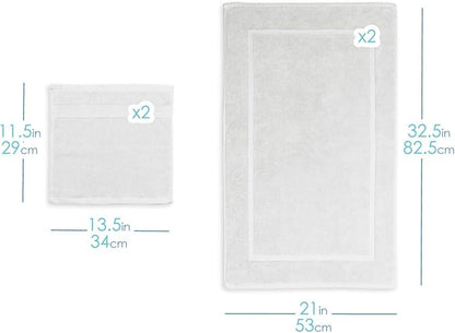 Hearth & Harbor Bath Mat Towels - 100% Ring Spun Cotton Luxury Towels - Ultra Soft & Highly Absorbent, Bathroom Towels, Floor Mat - White