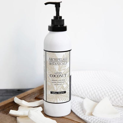 Archipelago Botanicals Coconut Moisturizer, Nourishing Coconut Body Lotion for Hydrated, Vibrant Skin, Paraben Free, Phthalate Free, 18 oz