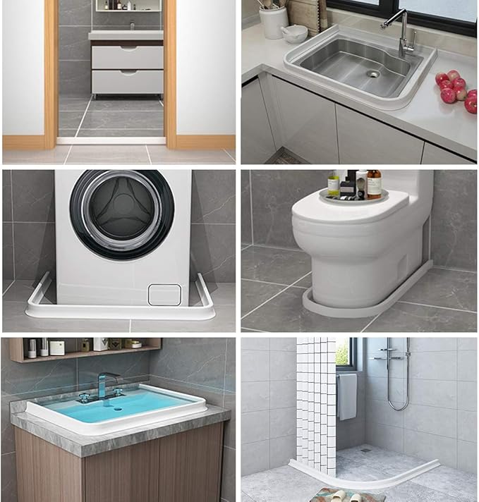 New Collapsible 67 Inch Shower Threshold Water Dam Collapsible Bath Shower Barrier Water Stopper Retention System Dry and Wet Separation for Bathroom Kitchen and More (5.6ft)