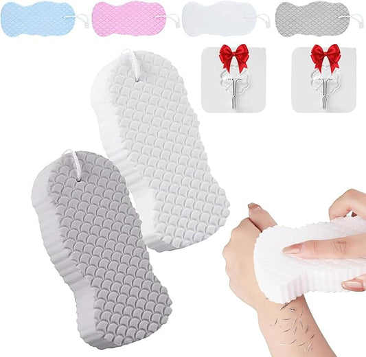 Magic Exfoliating Bath Sponge, 3D Super Soft Exfoliating Bath Sponge, Gentle & Effective Exfoliation, Highly Absorbent Design for Convenience and Durability (2PCS-A)