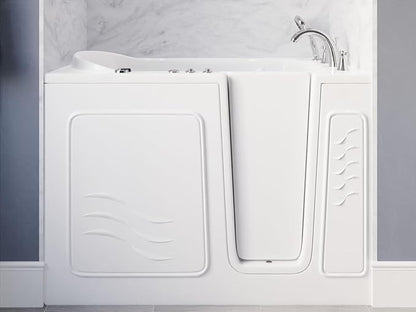 ANZZI Walk-In Bathtub 30" x 53" Whirlpool Acrylic Right Drain Quick Fill Fast Drain 9 Hydro Jets Chromatherapy Heater ADA Compliant Slip-Resistant Seat Grab Bar Extension Kit | AMZ3053RWH